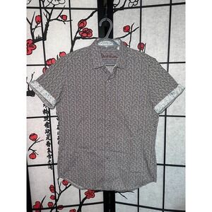 Robert Graham Shirt S Short Sleeve Button Up Flip Cuff‎ Art Pattern Classic Fit
